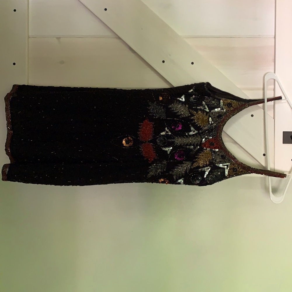 Beaded and sequin vintage black dress